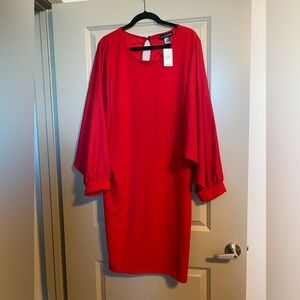 Red dolman sleeve dress